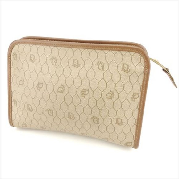 AUTH Dior Clutch bag Beige PVC Leather Woman - Picture 1 of 5